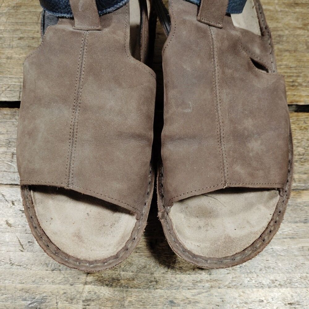 Naot Verbena Sandals Women's Sz 7 Shoes EU38 Brown Navy Leather Ankle Strap - Picture 2 of 11